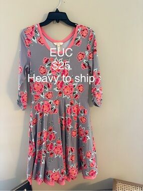Matilda Jane Gray Dress with Pink Floral Print